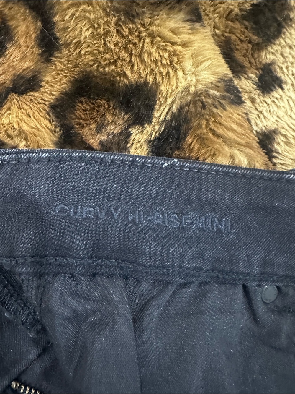 American Eagle curvy high rise Distressed Black Denim Mini Skirt - Picture 3 of 4